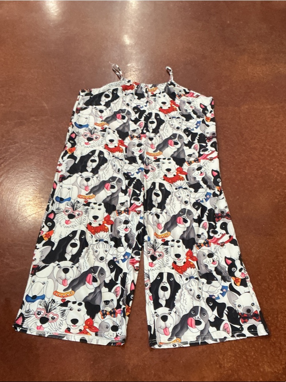 Dog Print Wide-Leg Jumpsuit in Black & White